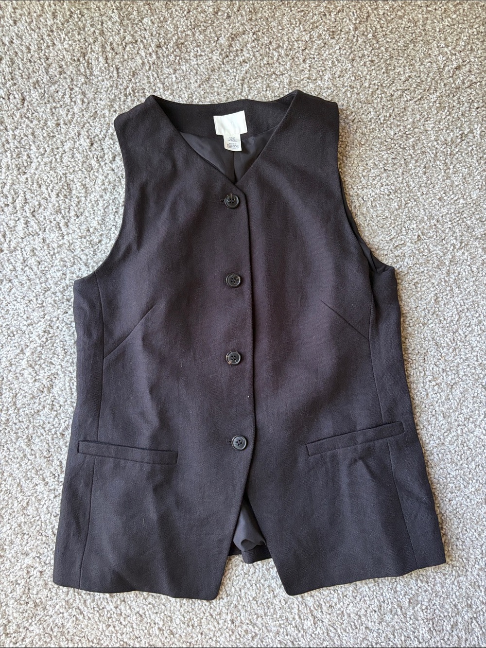 H&M Black Sleeveless Button-Front Vest